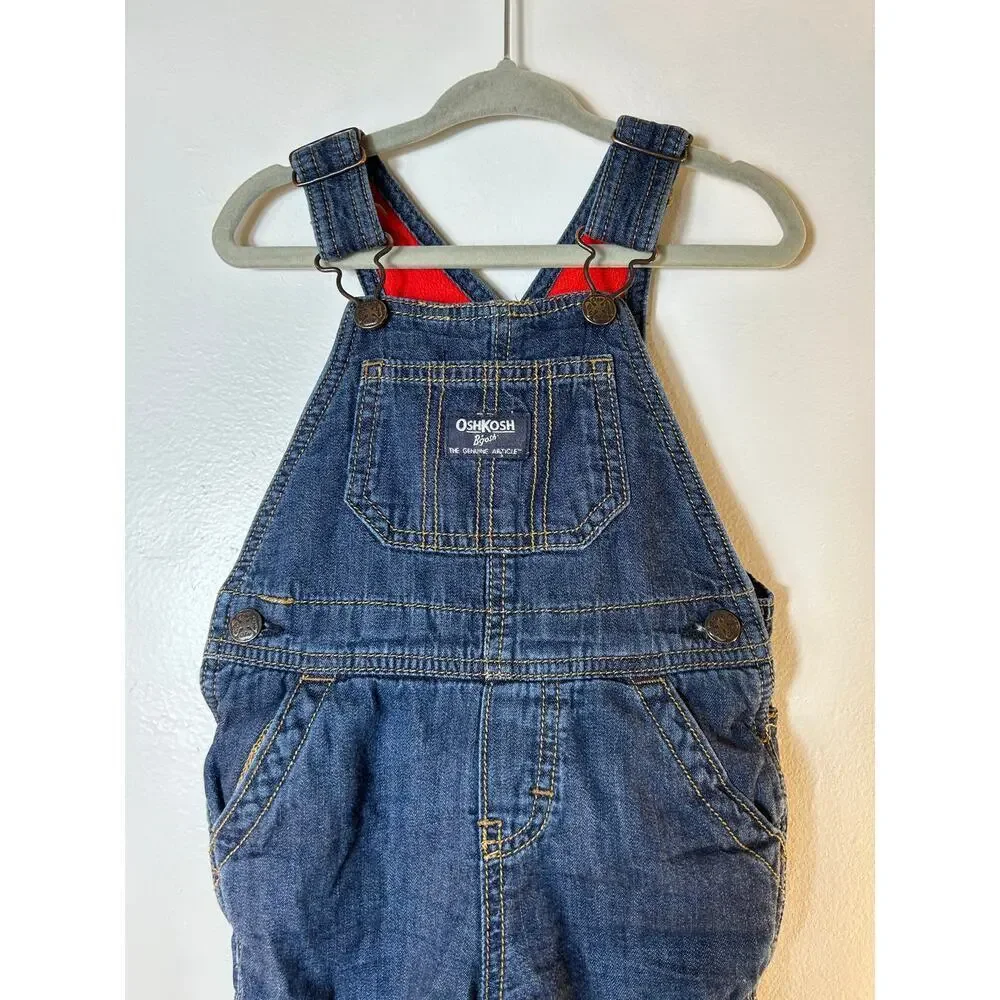 OSHKOSH B’GOSH Unisex Toddler Fleece Lined Jean Bib Overalls / Size: 12 Months